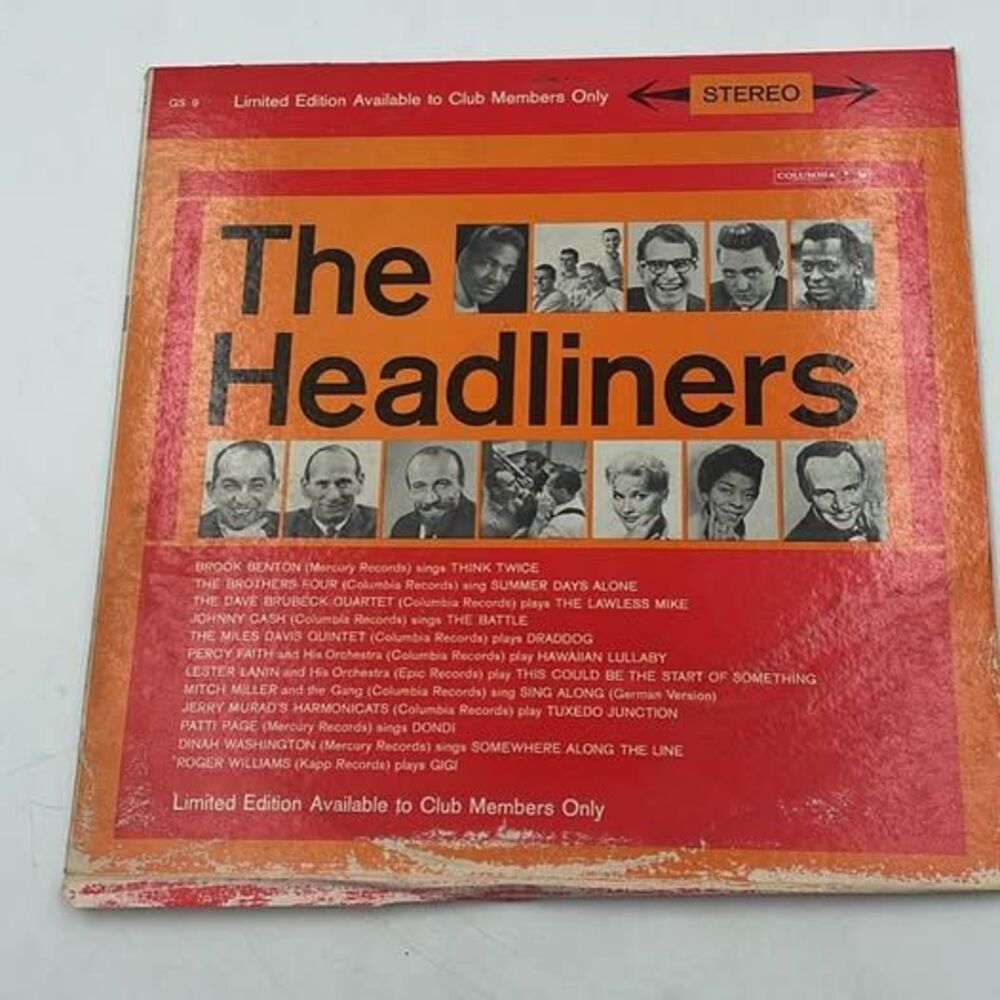 The Headliners Volume 2 Columbia Record Club Exclusive Vinyl